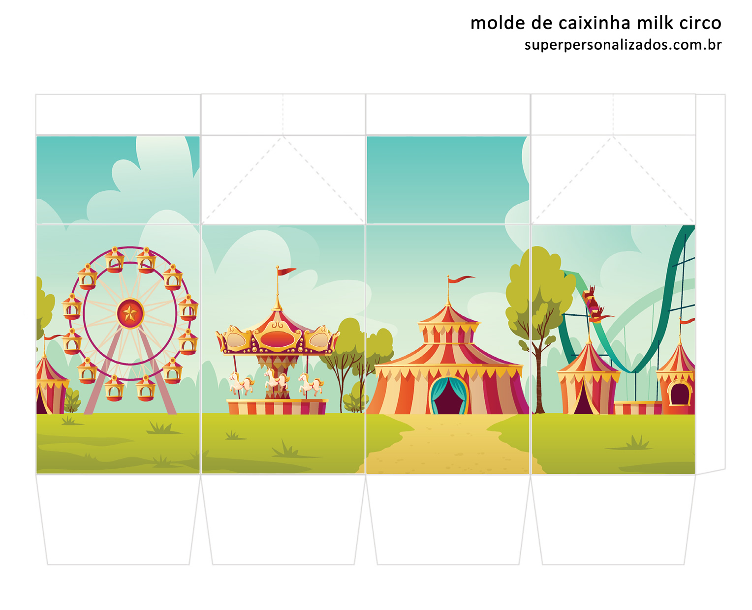 Molde de caixinha milk tema circo - Super Personalizados