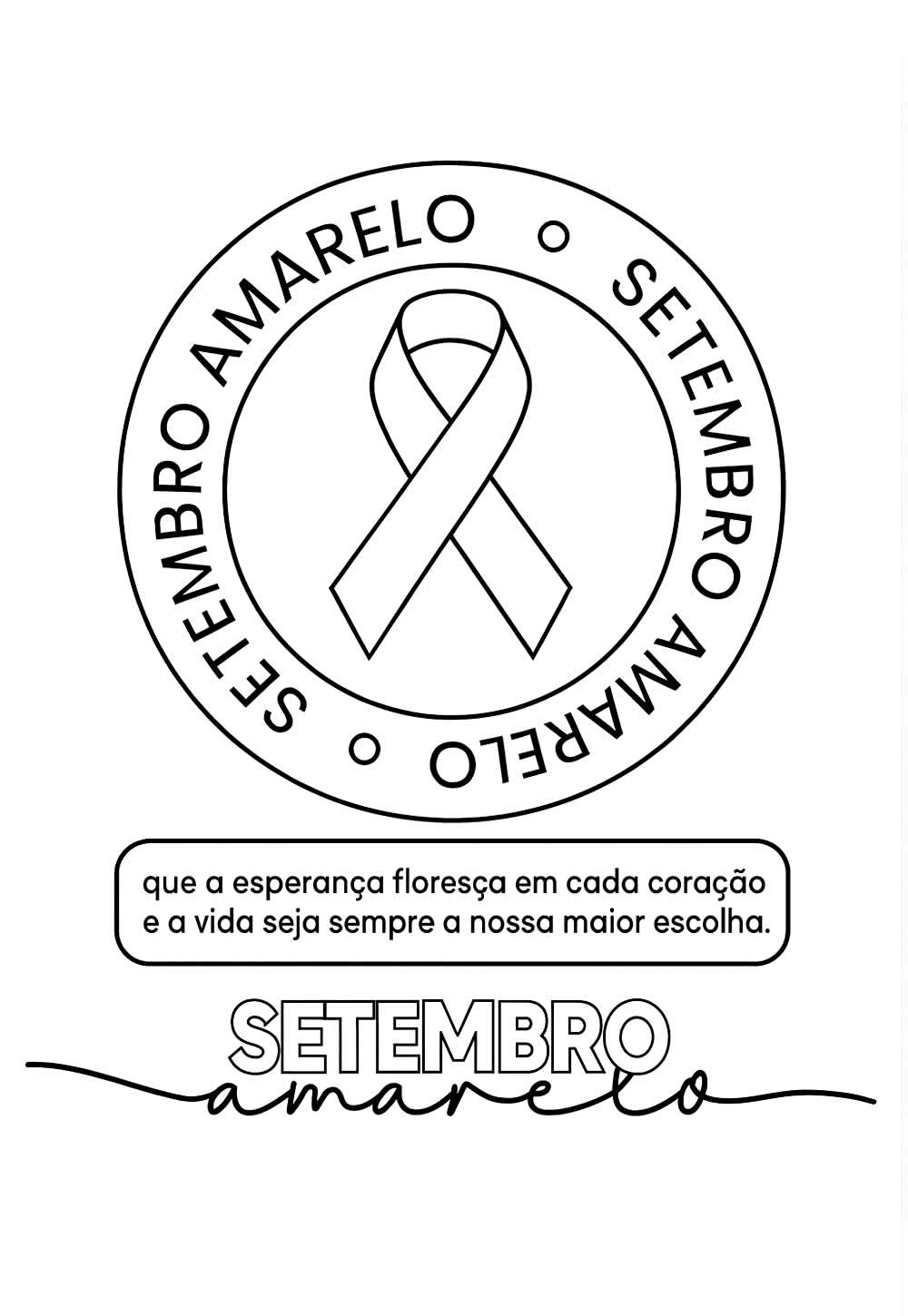 Desenho de Setembro Amarelo para colorir