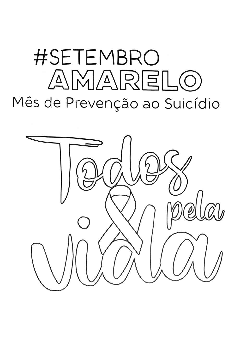 Desenho de Setembro Amarelo para pintar