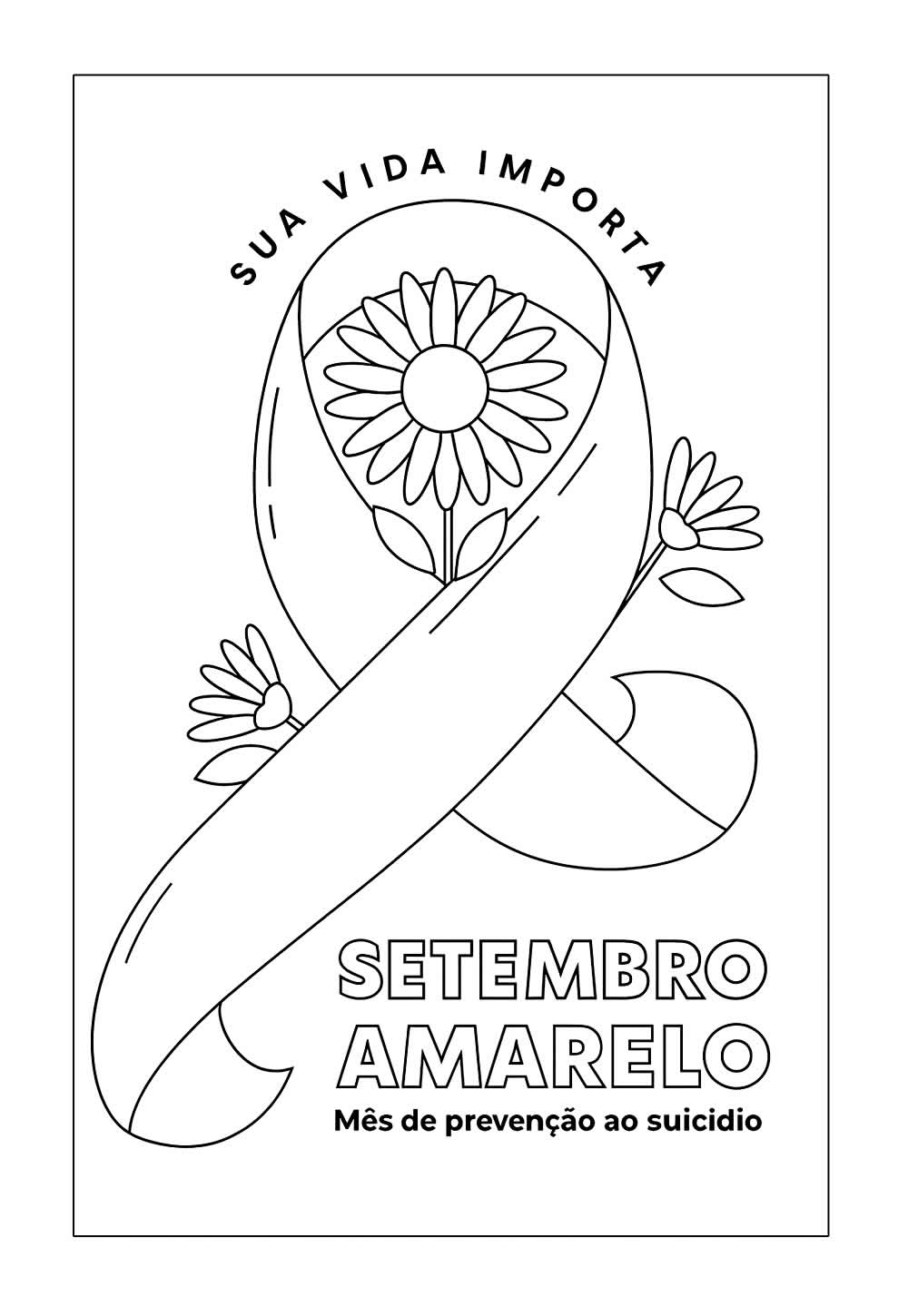 Desenho de Cartão de Setembro Amarelo para colorir