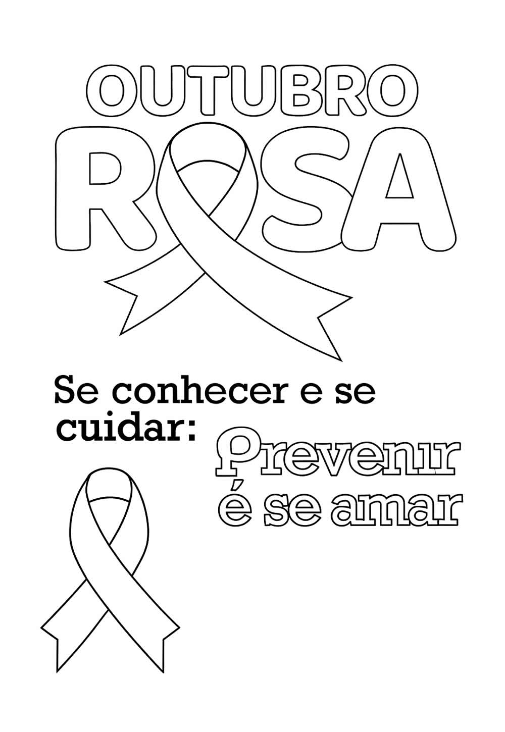 Desenho do Outubro Rosa para colorir