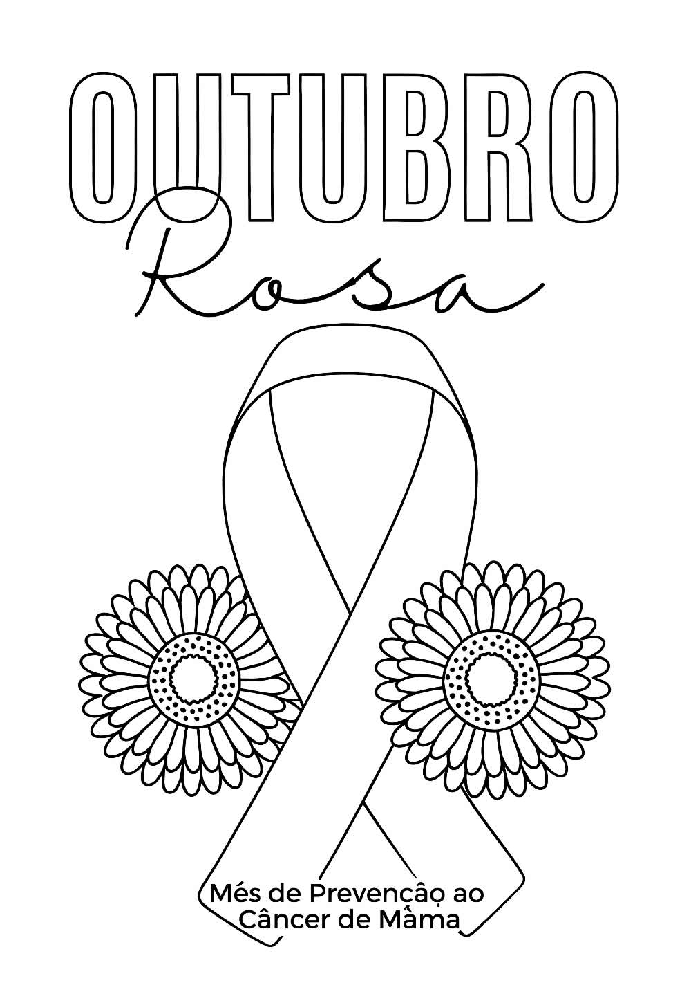 Desenho de Outubro Rosa para colorir