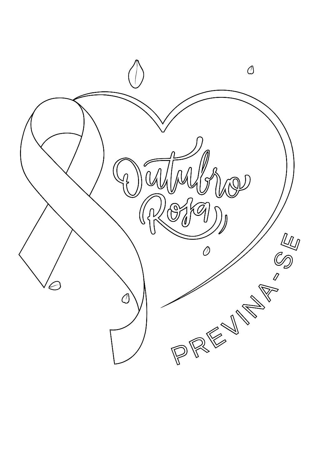 Desenho do Outubro Rosa para colorir