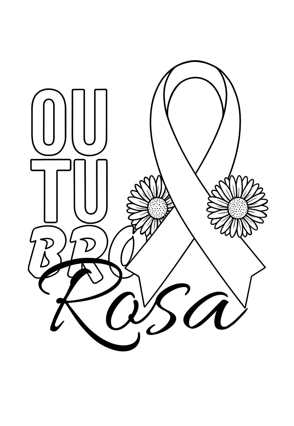 Colorir Desenho de Outubro Rosa